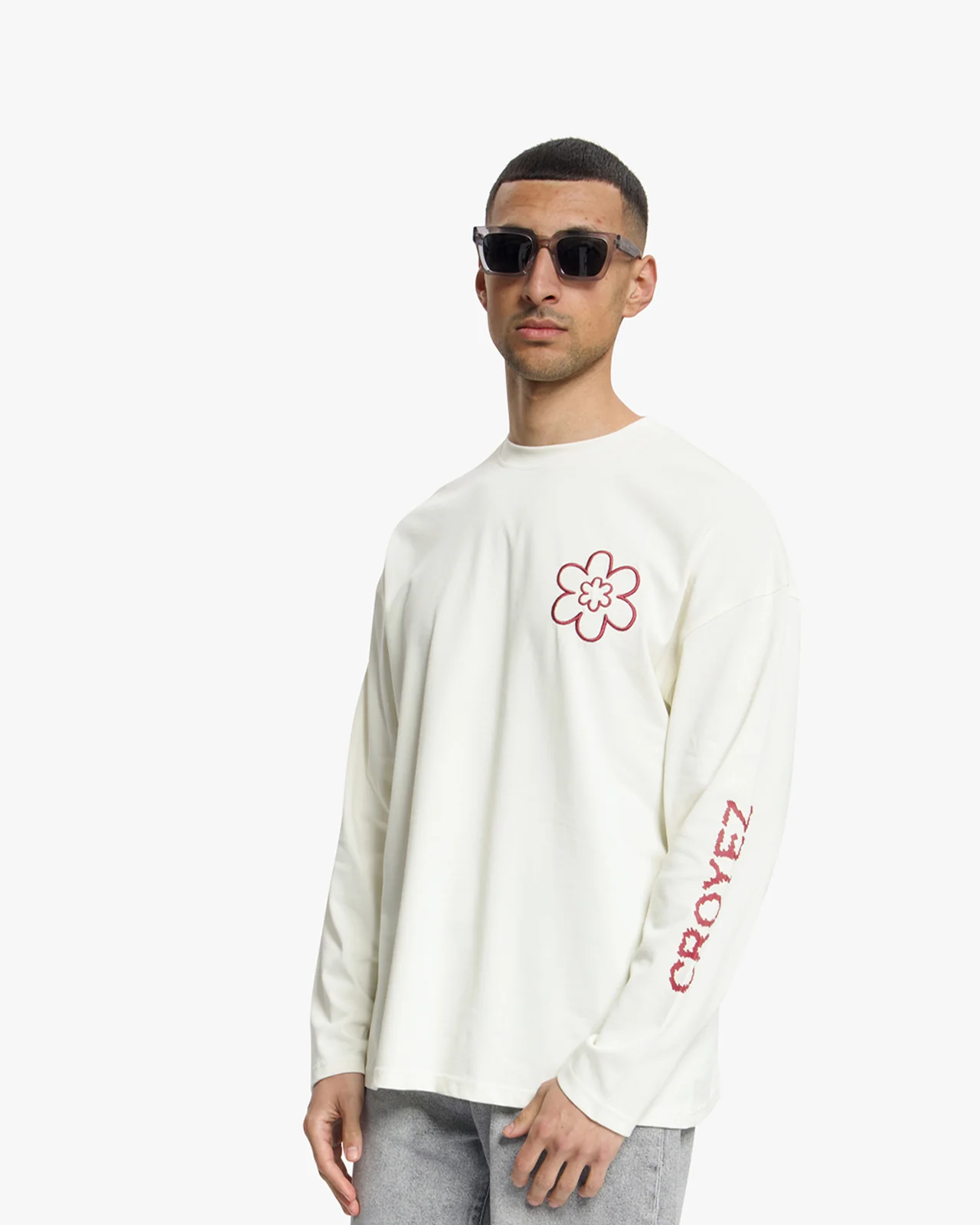 Croyez Contour De La Fleur Longsleeve Off-White/Cherry - Afbeelding 3