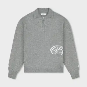 Equalité Fluffy Knit Quarter Zip Polo Grey