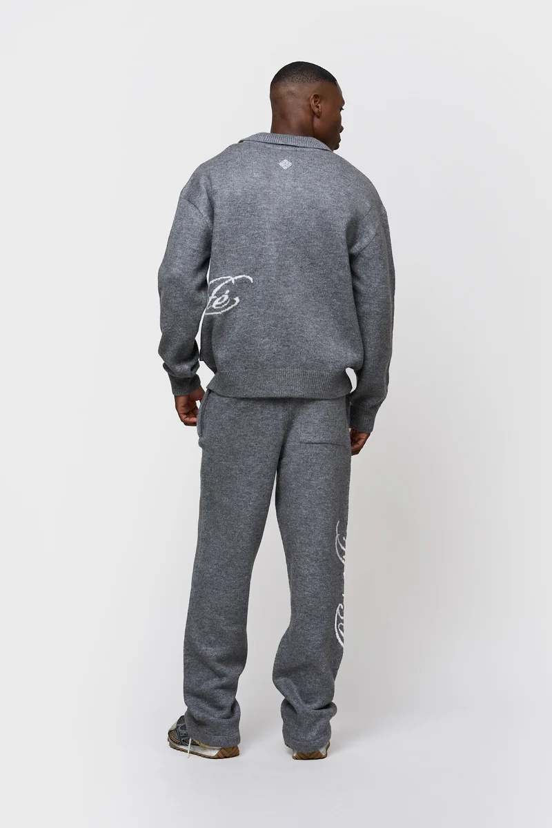 Equalité Fluffy Knit Quarter Zip Polo Grey - Afbeelding 5