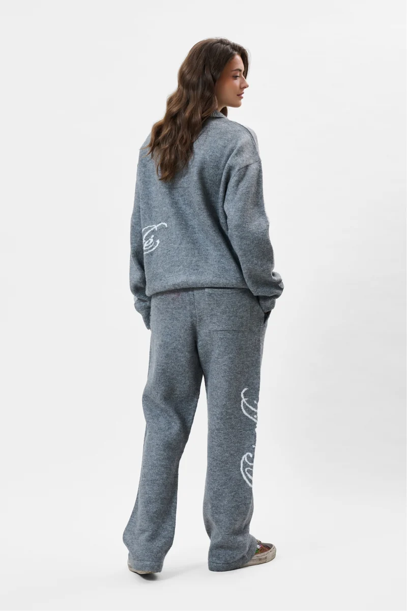 Equalité Fluffy Knit Quarter Zip Polo Grey - Afbeelding 7