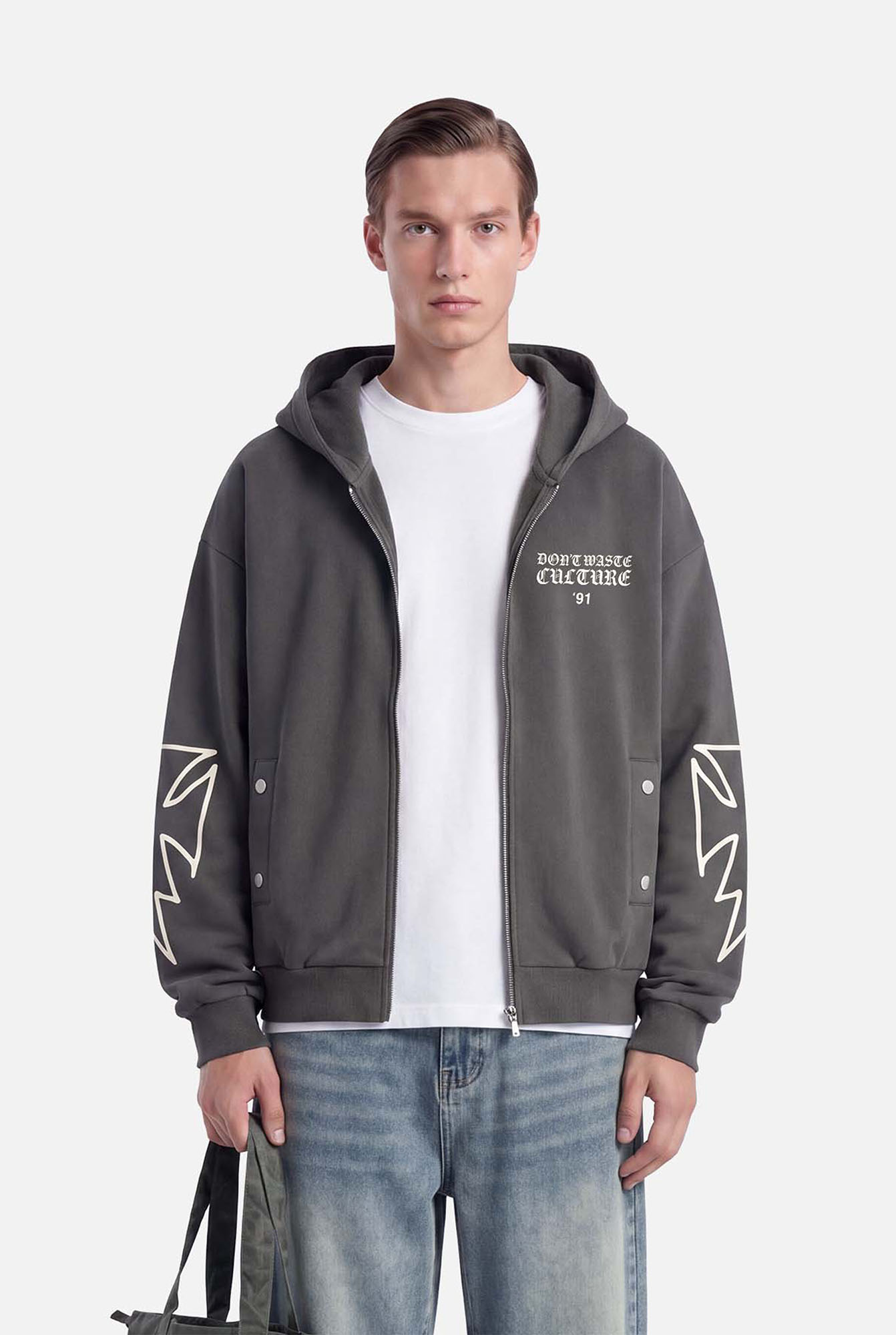 Don't Waste Culture Velo Zipper Hoodie Grey