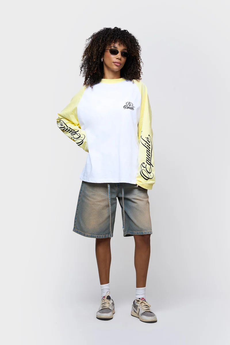 Equalité Jett Raglan Longsleeve Tee White & Butter Yellow - Afbeelding 5