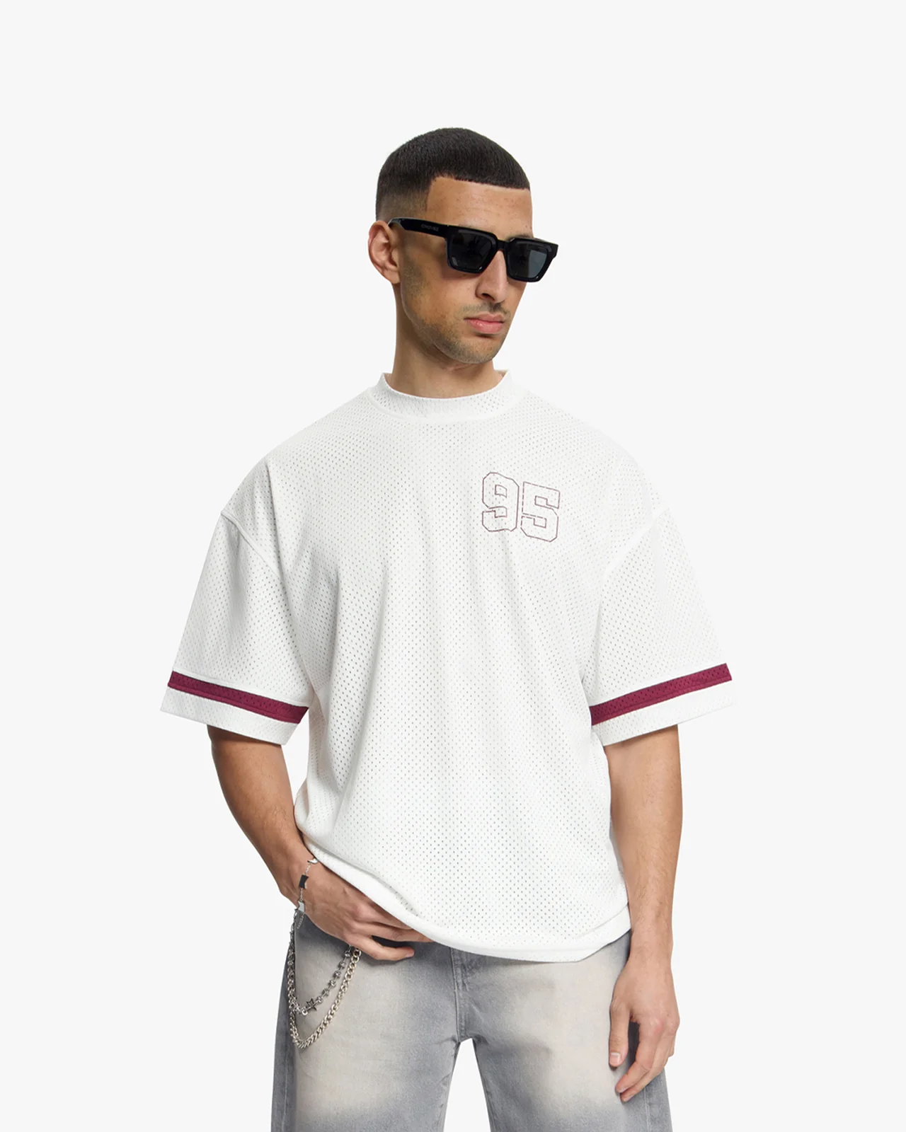 Croyez Mesh Jersey Off-White / Cherry - Afbeelding 3