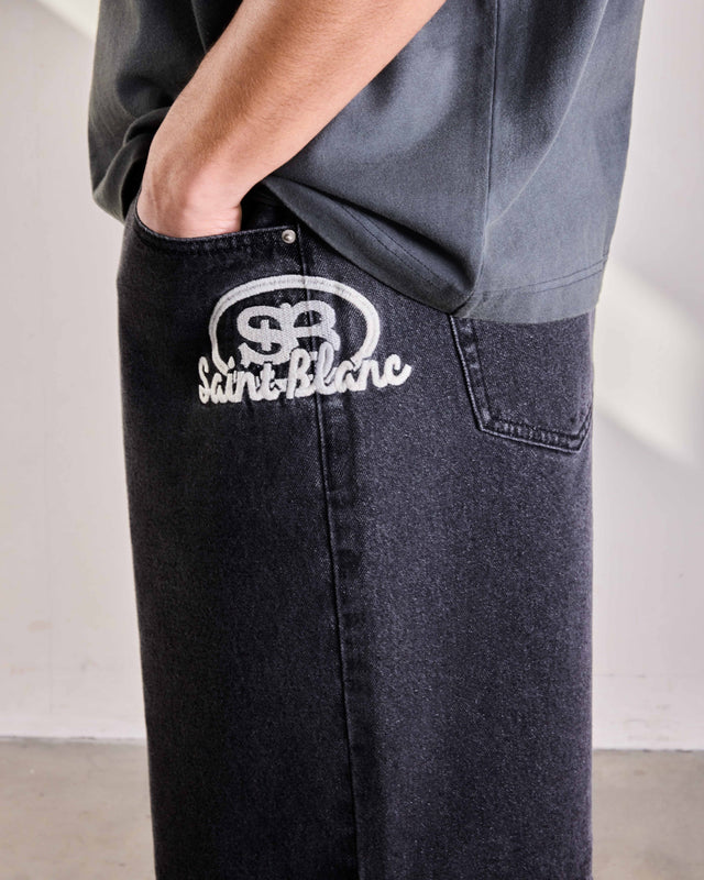 Saint Blanc Oval Logo Denim Short Black - Afbeelding 5